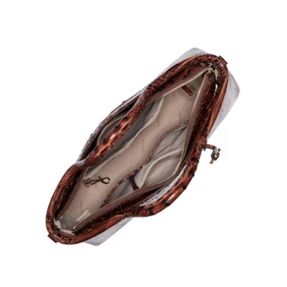 SOLD BRAHMIN LG ELAINE DOME BROWN CROC SATCHEL - Picture 4 of 10